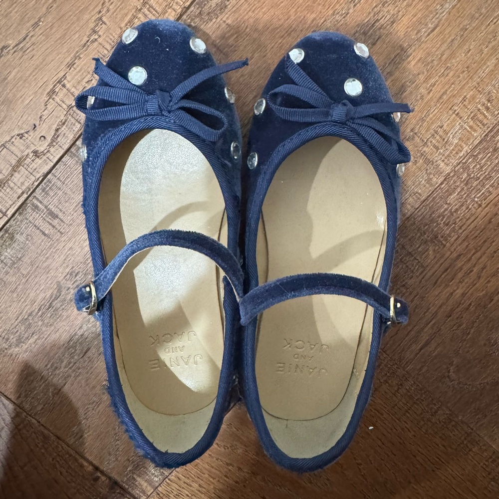 Janie and Jack Navy Blue Kids Shoes with Bow and Studs